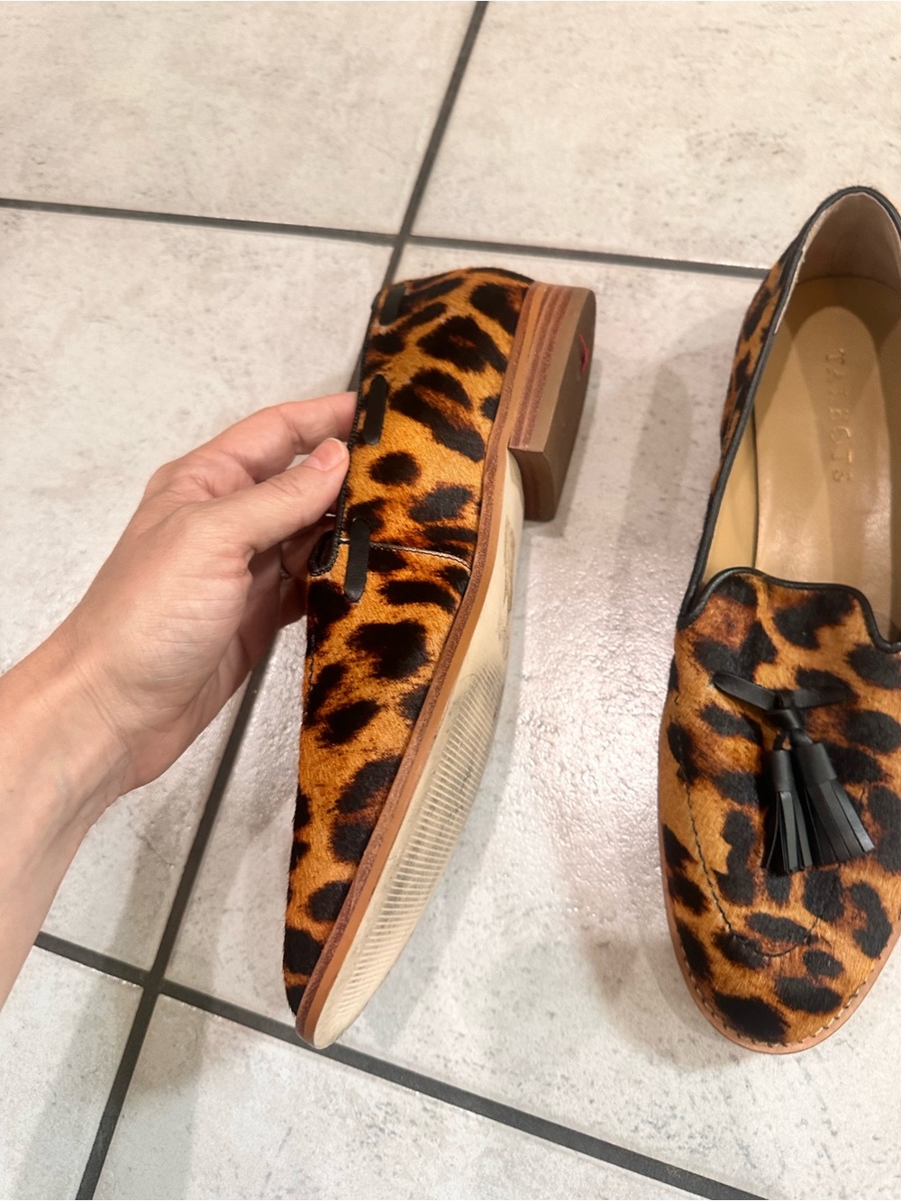 Talbots Leighton Tassel Loafers in Leopard Calf Hair Leather 8.5 - Picture 7 of 13
